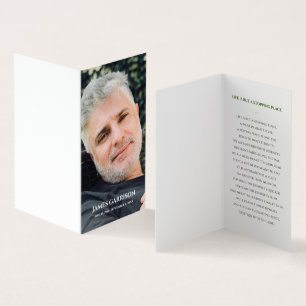 Elegant Grönt Funeral Prayer Card med foto Kort
