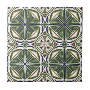 Elegant Grönt Geometrisk panel Mönster Kakelplatta