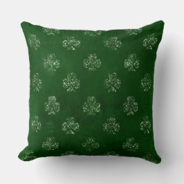 Elegant Grönt Glitter Irish Shamrock Klöver Kudde