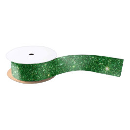 Elegant Grönt Glitter jul Satin Ribbon