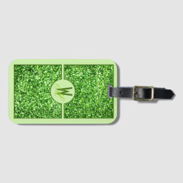 Elegant Grönt Glitter Monogrammad Bagagebricka