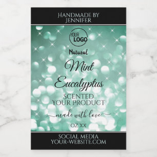 Elegant Grönt Gnistra Glitter Logotyp-produktetike Mat Etikett