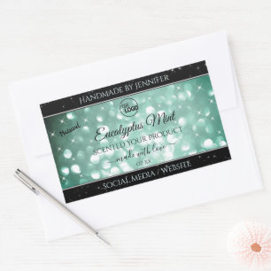 Elegant Grönt Gnistra Glitter Logotyp-produktetike Rektangulärt Klistermärke