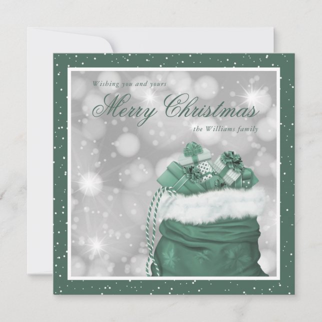 Elegant Grönt God jul Helgdagskort Julkort (Framsida)