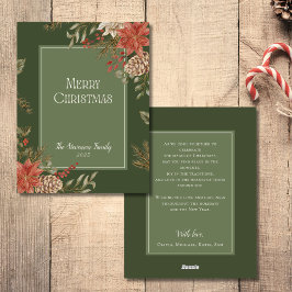 Elegant Grönt God jul Poinsettia Julkort