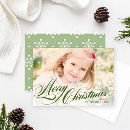 Elegant Grönt God jul Skriptfoto Julkort