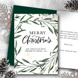 Elegant Grönt Gräs Foliage Guld Confetti Greenery Helgkort
