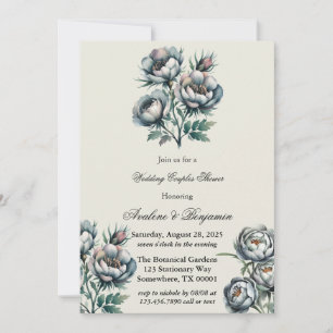Elegant Grönt Grått Bouquet Bröllop Par Shower Inbjudningar