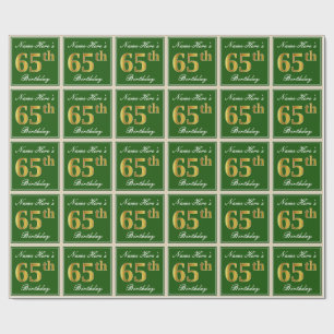 Elegant grönt, guld- 65efödelsedag för Faux + N Presentpapper