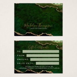 Elegant Grönt Guld Agate Business Gift Certificate Visitkort