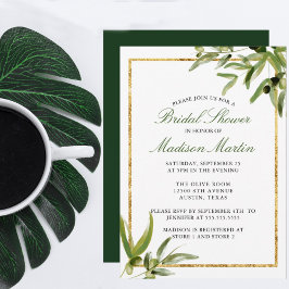 Elegant Grönt Guld Botaniska vinets Möhippa Inbjudningar