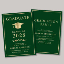 Elegant Grönt Guld College Graduation Party