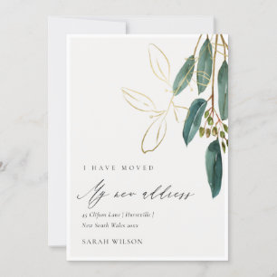 Elegant Grönt Guld Eucalyptus Jag har Flyttat kort