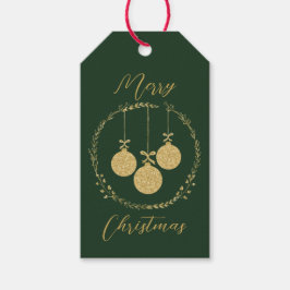 Elegant Grönt Guld Glitter, utandningsjul Presentetikett