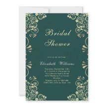 Elegant Grönt Guld Inbjudningskort för möhippan