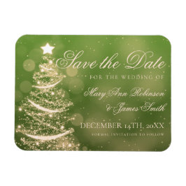 Elegant Grönt Guld jul Bröllop spara datum Magnet