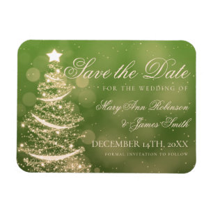 Elegant Grönt Guld jul Bröllop spara datum Magnet