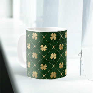 Elegant Grönt Guld Klöver Kaffemugg