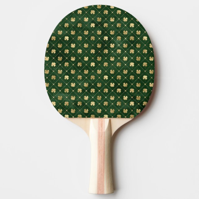 Elegant Grönt Guld Klöver  Pingisracket (Framsidan)