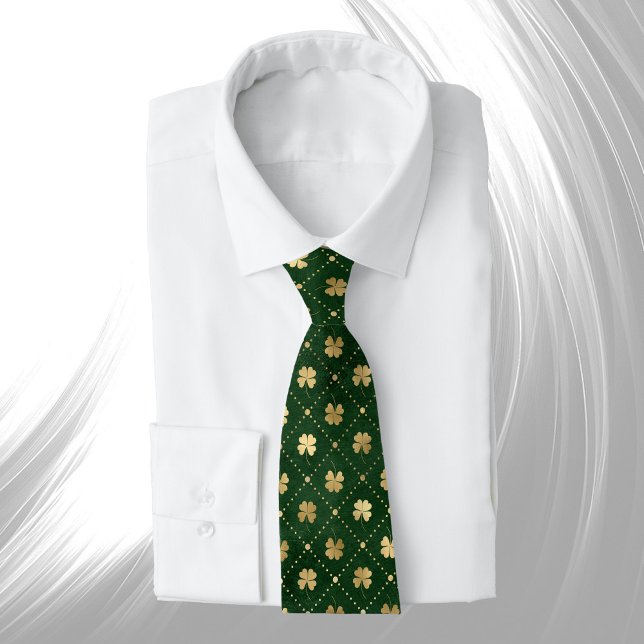 Elegant Grönt Guld Klöver Slips (Skapare uppladdad)