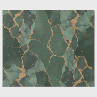 Elegant Grönt Guld Marble Wrapping Papper Presentpapper