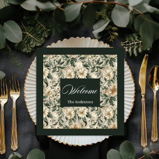 Elegant Grönt Guld Napkins Personlig Tableware Pappersservett