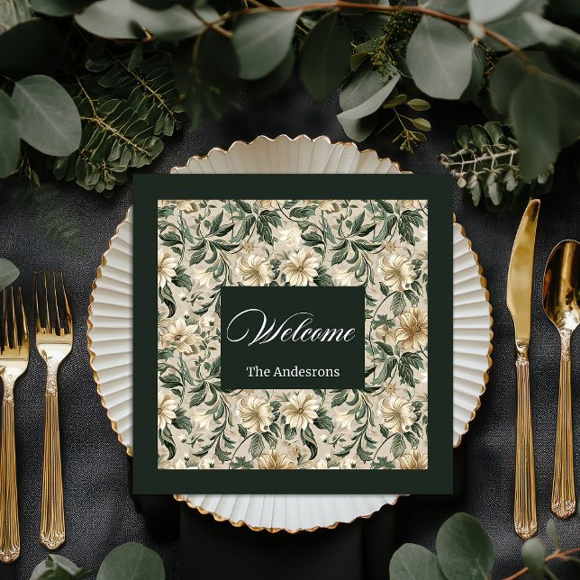 Elegant Grönt Guld Napkins Personlig Tableware Pappersservett (Elegant Green Gold Napkins Personalized Tableware)