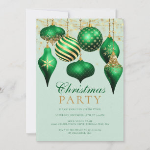 Elegant Grönt Guld Ornamet jul Party Inbjudningar