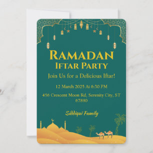 Elegant Grönt Guld Ramadan Iftar Party Inbjudningar