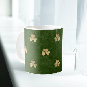Elegant Grönt Guld Shamrock Kaffemugg