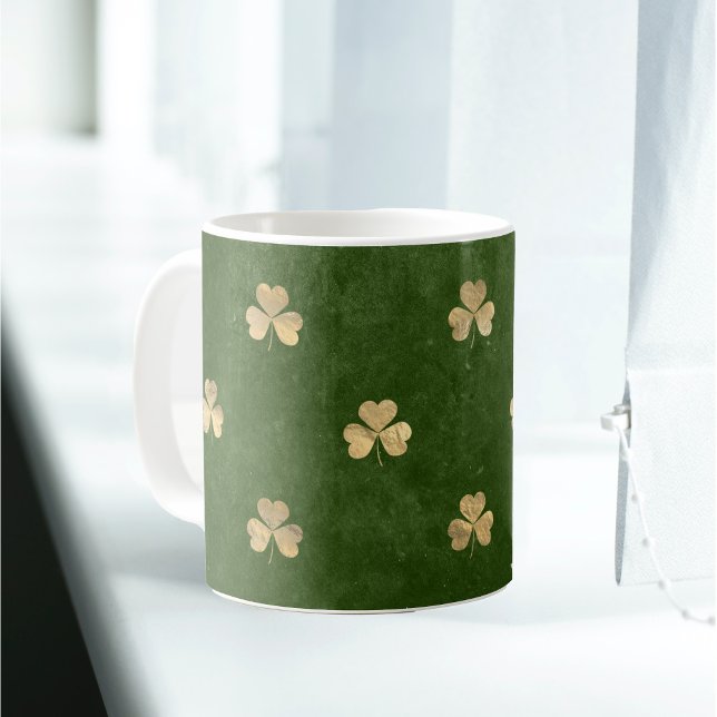 Elegant Grönt Guld Shamrock Kaffemugg (Skapare uppladdad)