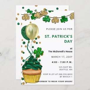 Elegant Grönt Guld Shamrock St patricks day Inbjudningar