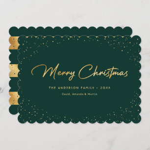 Elegant Grönt Guld Snö God jul-kort Julkort