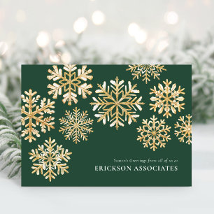 Elegant Grönt Guld Snowflake Corporate Business Helgkort