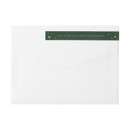 Elegant Grönt+Guld Stars Wraparound Address Label Etikettband
