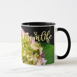Elegant grönt gult rosa Hydrangea-blommor Mugg