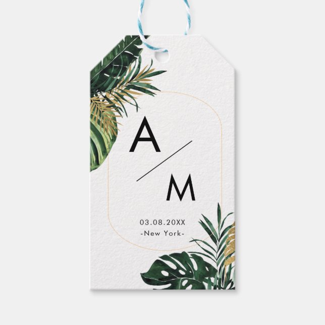 Elegant, Grönt Handflatan, Guld (Imitation) Gräns Presentetikett (Framsidan)