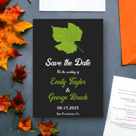 Elegant Grönt Höst löv Black Blommigt Bröllop Spara Datumet