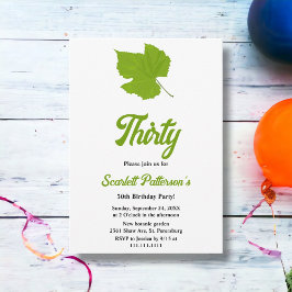 Elegant Grönt Höst löv hösten 30års födelsedag Inbjudningar