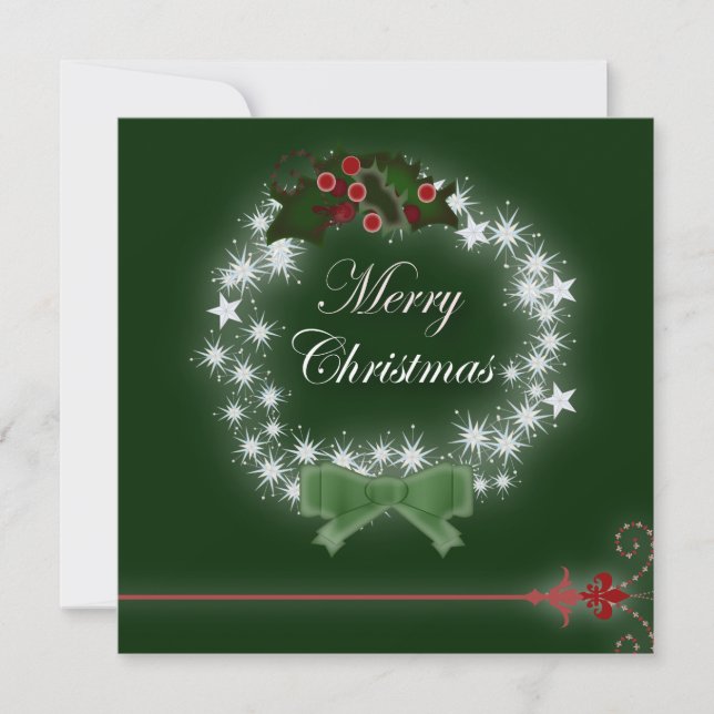 Elegant Grönt - inbjudan till juldagspartiet (Framsida)