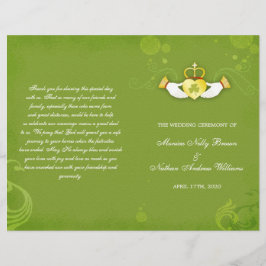 Elegant Grönt Irish Bi Fold-Bröllopsprogram