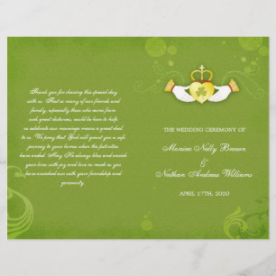 Elegant Grönt Irish Bi Fold-Bröllopsprogram