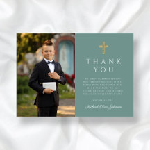 Elegant Grönt Kor Boy First Communion Photo