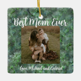 Elegant grönt kvarts marmor granit mönster julgransprydnad keramik