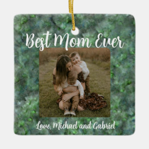 Elegant grönt kvarts marmor granit mönster julgransprydnad keramik