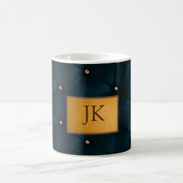Elegant Grönt, läder,diamanter,Monogram Kaffemugg