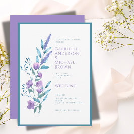 Elegant Grönt Lavender Watercolor Bröllop Card Inbjudningar