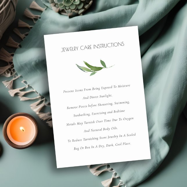 Elegant Grönt Leafy Gren Foliage Jewelry Care Visitkort (Skapare uppladdad)