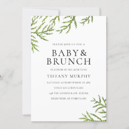 Elegant Grönt Löv Baby och Brunch Babykläder Inbjudningar