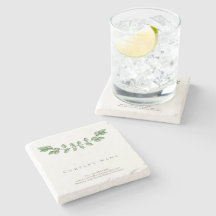 Elegant Grönt Löv Company Namn Stone Underlägg